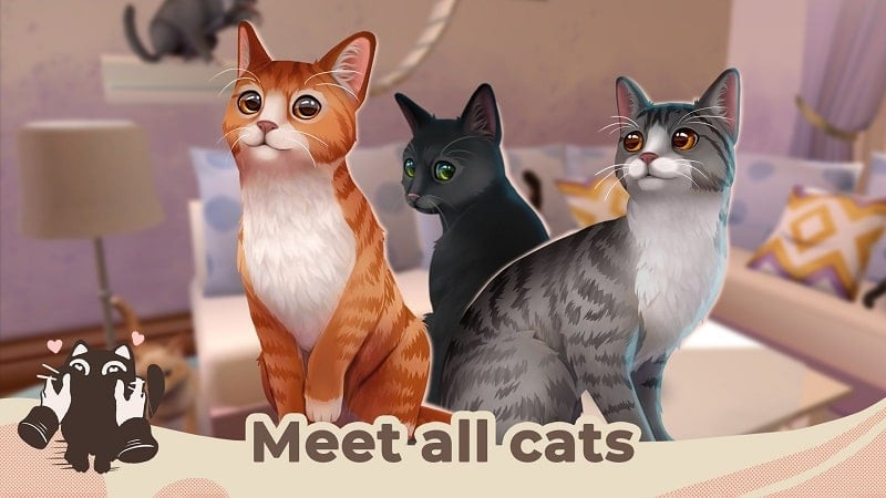 Customizable veterinary hospital in Cat Rescue Story MOD APK