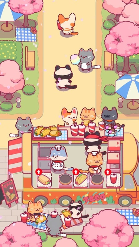 Cat Restaurant MOD APK Screenshot: Interacting with Cats