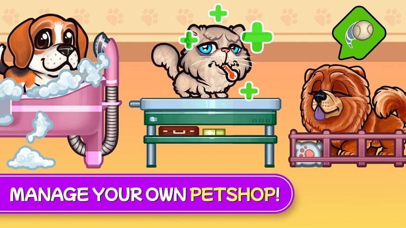 Chăm sóc thú cưng trong Pet Shop Fever MOD APK