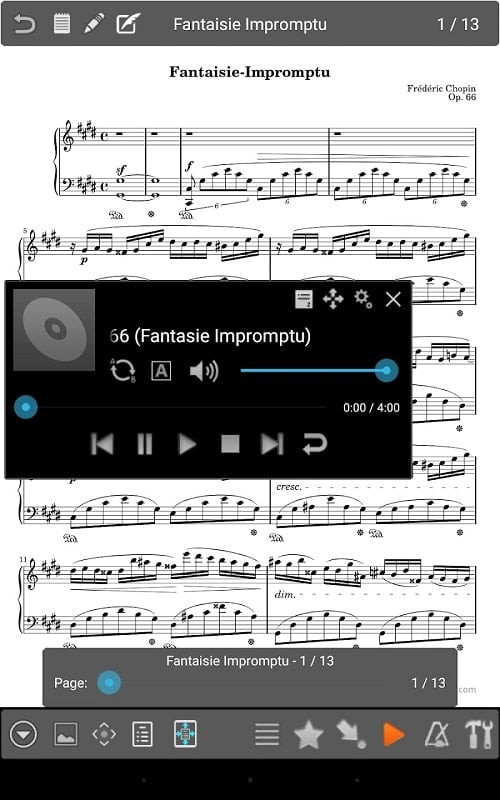 Various sheet music viewing modes