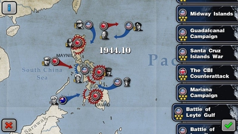 Campaign Map in Glory of Generals: Pacific