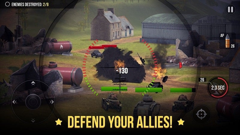 Intense battlefield in World of Artillery: Cannon MOD APK