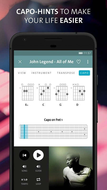 Chordify MOD APK on an Android phone