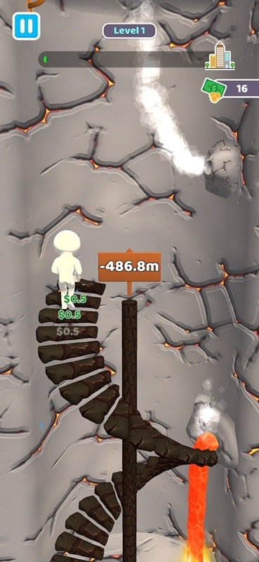 Lava chasing the character in Climb the Stair MOD APK