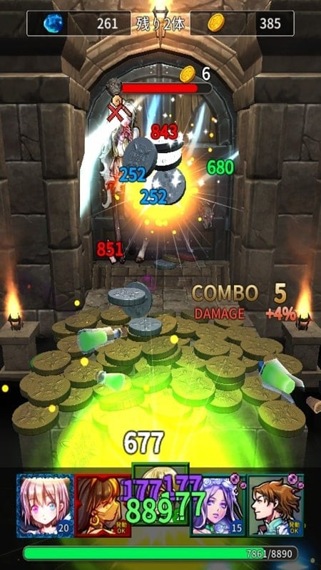 Using coins in combat in COIN DUNGEON JP MOD APK