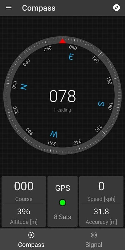 Compass and GPS Tools displaying navigation data