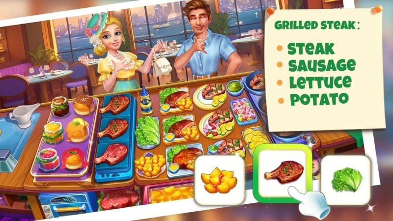 Cooking Journey MOD APK screenshot showcasing customer interactions