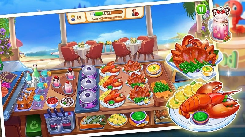 Cooking Land MOD APK screenshot showing restaurant renovation