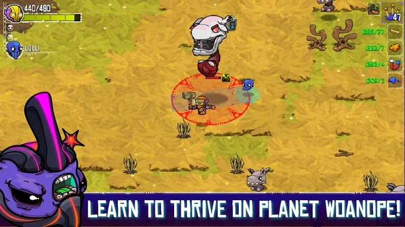 Crashlands gameplay screenshot showing exploration