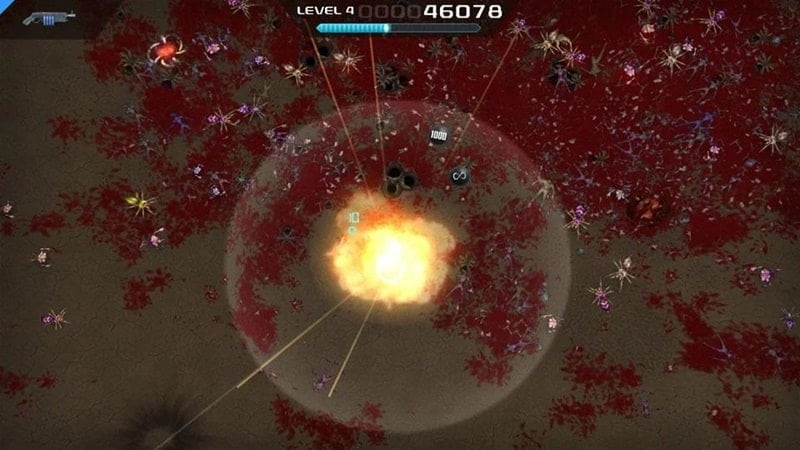 Crimsonland gameplay on a mobile device