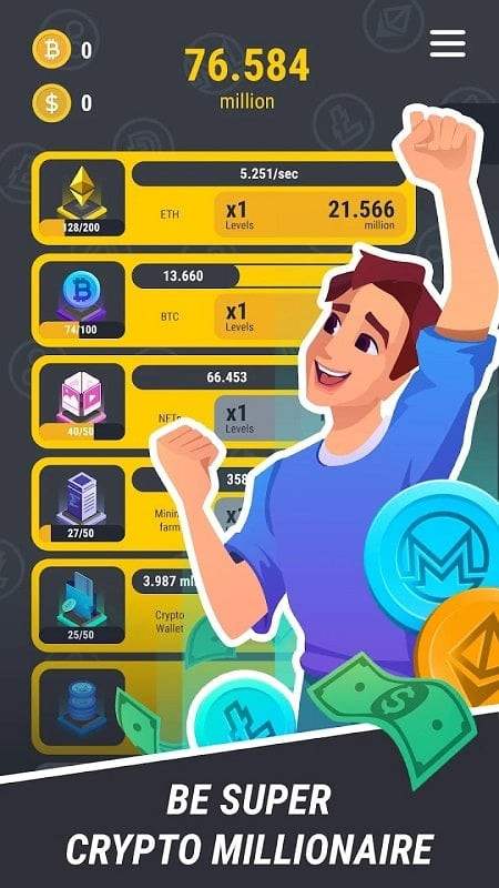 Crypto Miner Tycoon MOD APK screenshot showing financial expert hiring