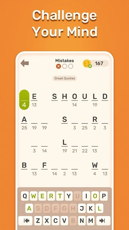 Cryptogram Master hints feature screenshot