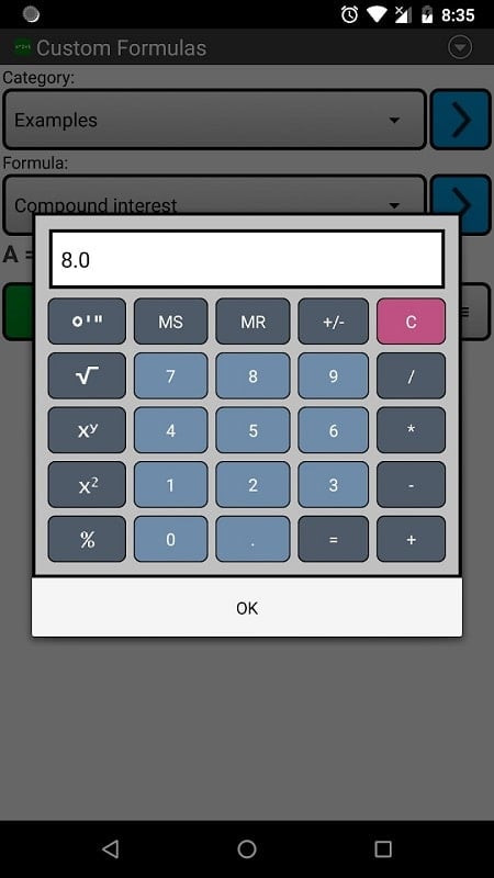 Custom Formulas app screenshot