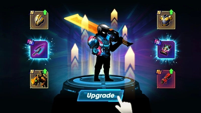 Cyber War hero upgrade screen