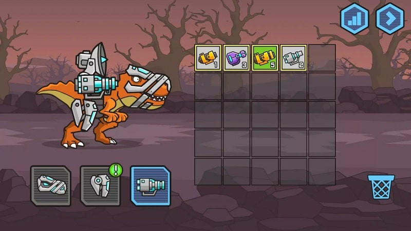 CyberDino upgrading weapons and armor