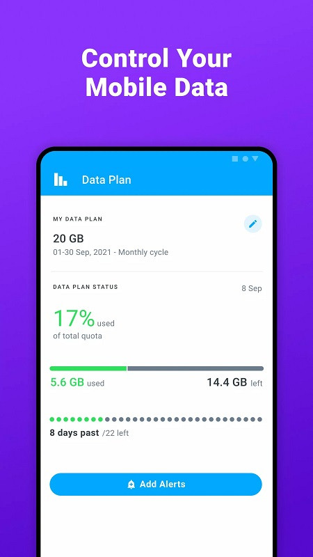 Data Usage Manager & Monitor app screenshot showing app details