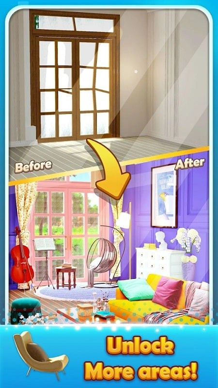 Decor Blast MOD APK screenshot showing unlimited diamonds