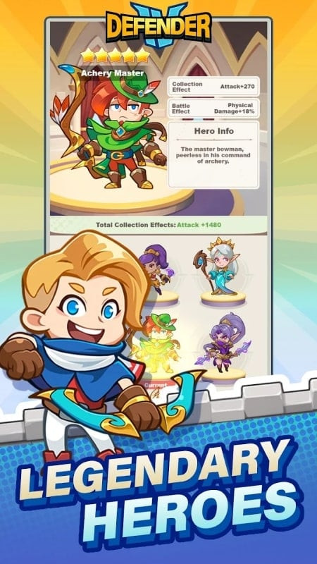 Defender IV APK character selection screen