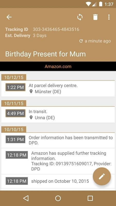 Deliveries Package Tracker map tracking