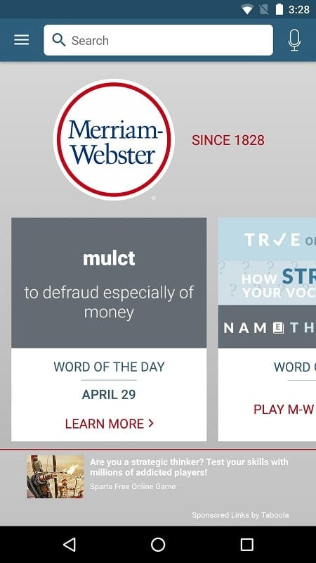 Merriam-Webster MOD APK App Interface