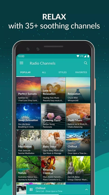 Điều khiển âm thanh trên Zen Radio MOD APK