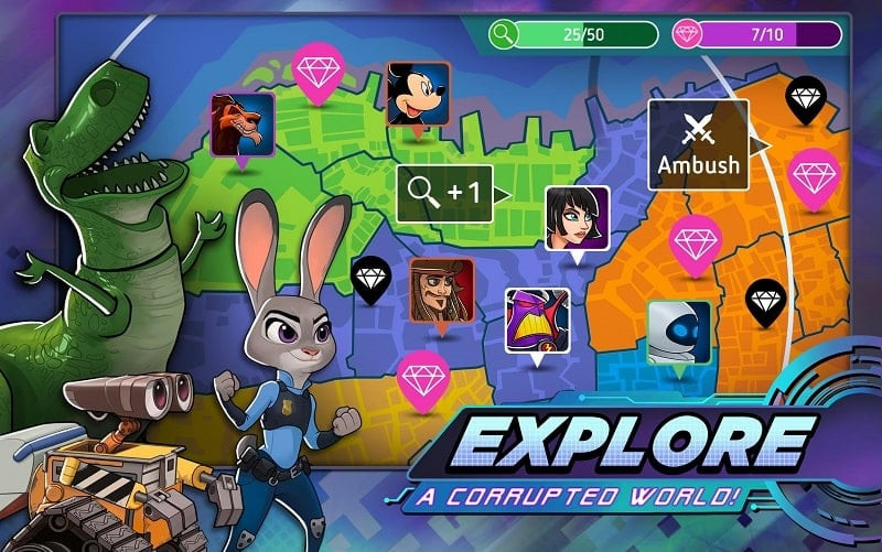 Playing Disney Heroes: Battle Mode MOD APK on Mobile