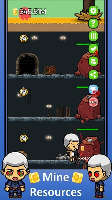 Confronting monsters in To Idle Or Not: Miner Hero