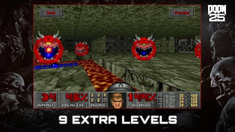 DOOM gameplay screenshot showing a demon