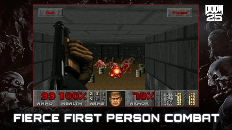 DOOM gameplay screenshot showing the game environment