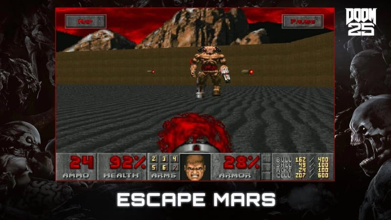 DOOM gameplay screenshot showing a weapon