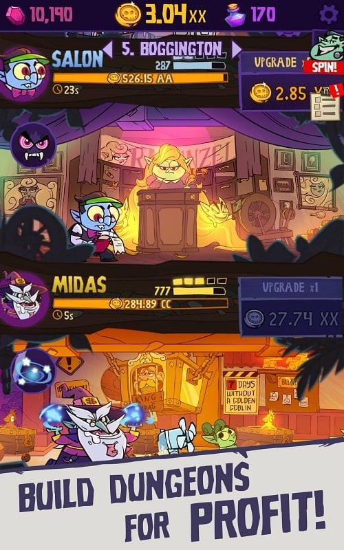 Dungeon Inc MOD APK screenshot showing the dungeon