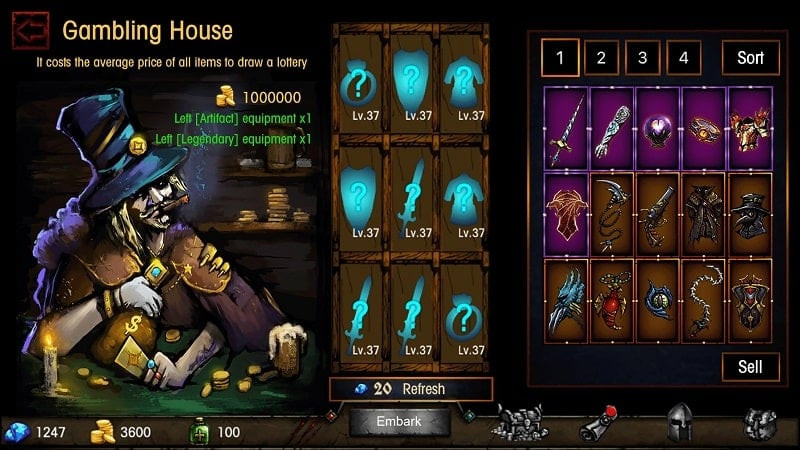 Dungeon Survival MOD APK character selection screenshot