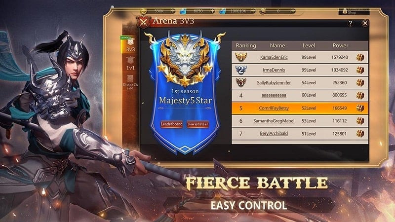 Ranking System in Dynasty Blade 2 MOD APK