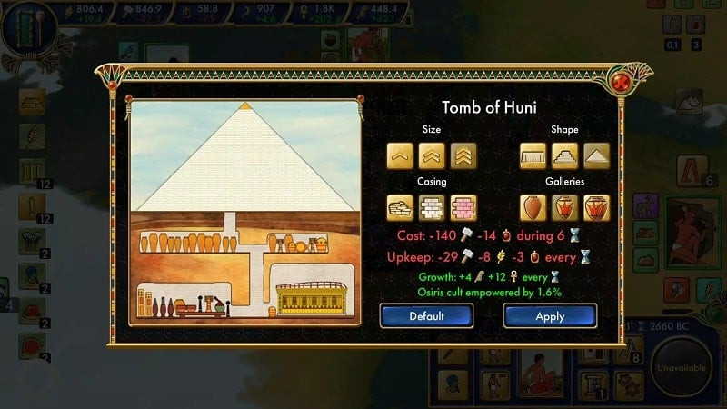 Egypt: Old Kingdom gameplay showing the building of a pyramid