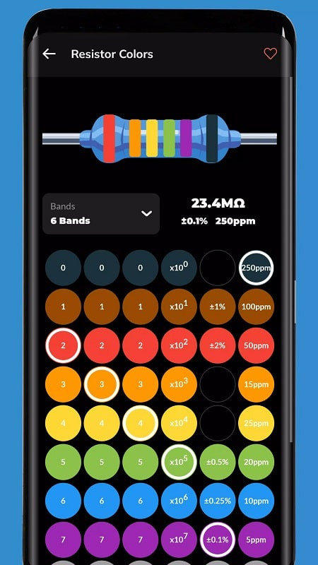 ElectroBox app screenshot showing resistor connection practice