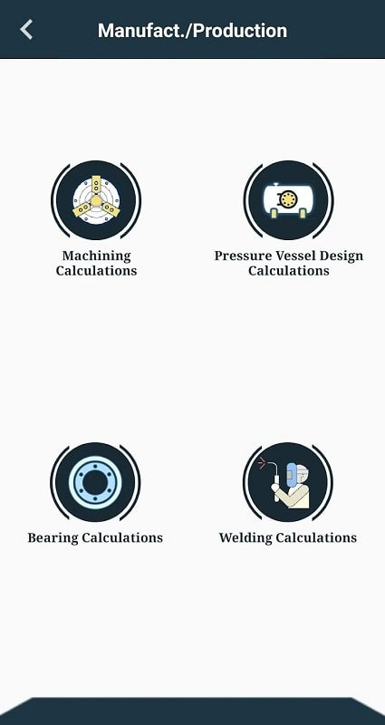 Engineering Tools APK screenshot highlighting manufacturing process optimization