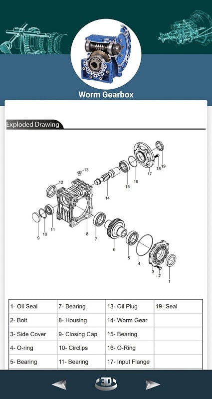 Engineering Tools APK screenshot showing mechanical components