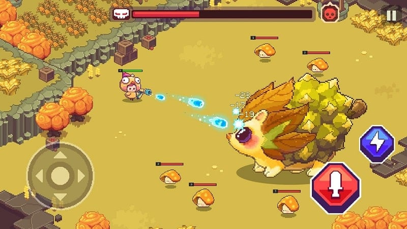 Epic Garden MOD APK screenshot showing a boss fight