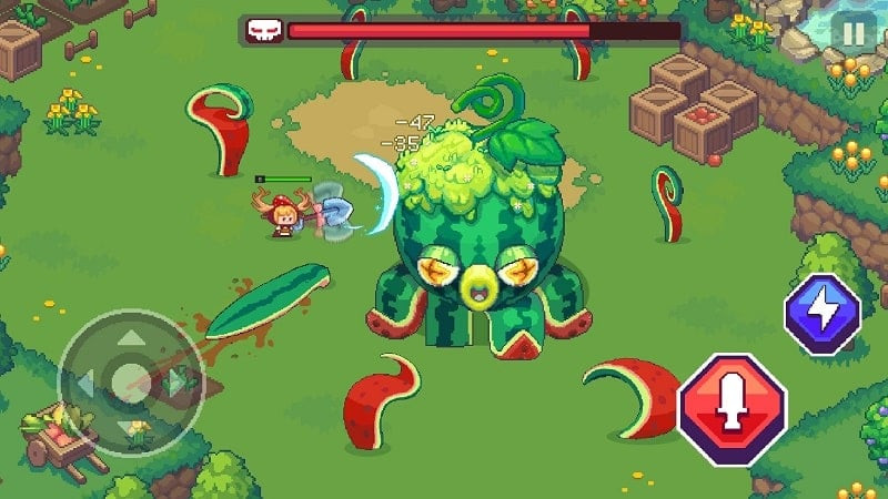 Epic Garden MOD APK screenshot showing combat