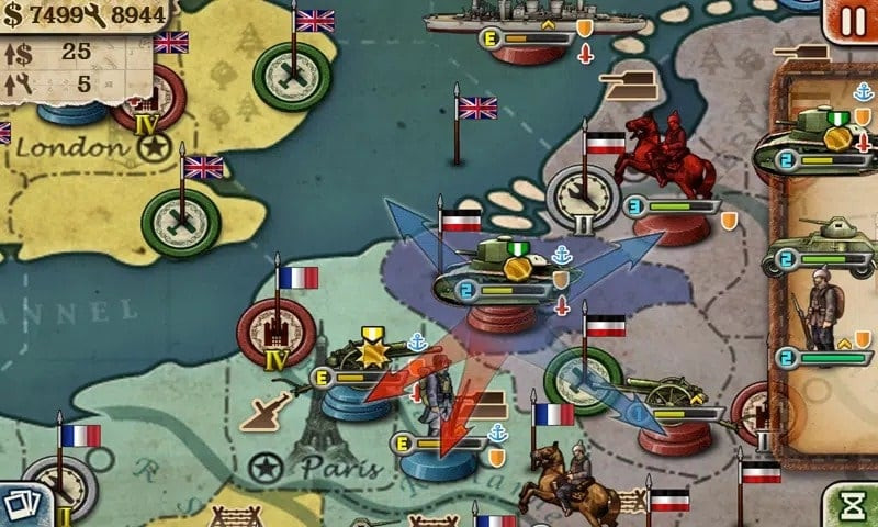 European War 3 gameplay screenshot showing troops