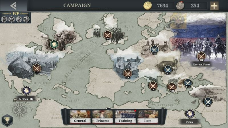 European War 6: 1914 screenshot showing game level selection