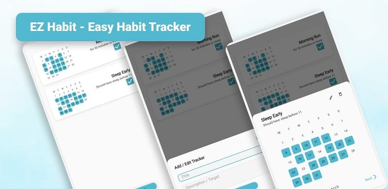 EZ Habit MOD APK - Giao diện thân thiện