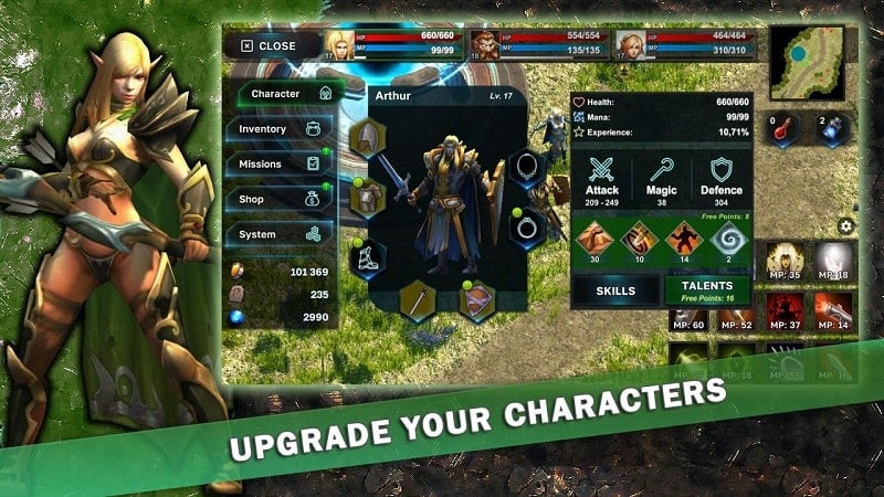 Fantasy Heroes equipment screen