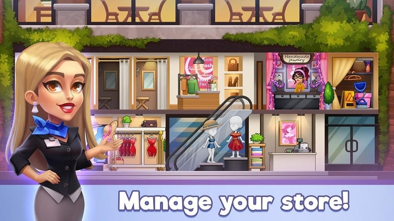 Fashion Shop Tycoon MOD APK interface