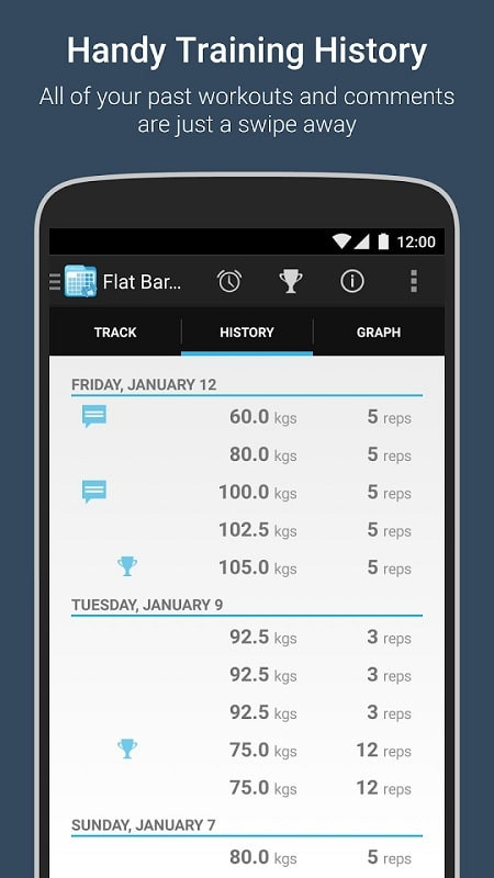 FitNotes workout logging screenshot