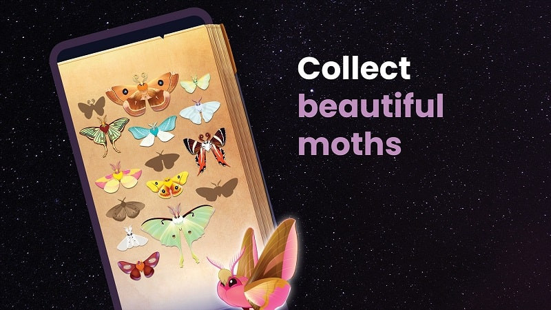 A large moth sanctuary in Flutter: Starlight mod apk with various moth species.