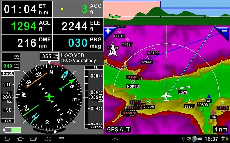 FLY is FUN Aviation Navigation user interface screenshot