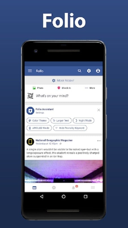 Folio MOD APK displaying social media feeds