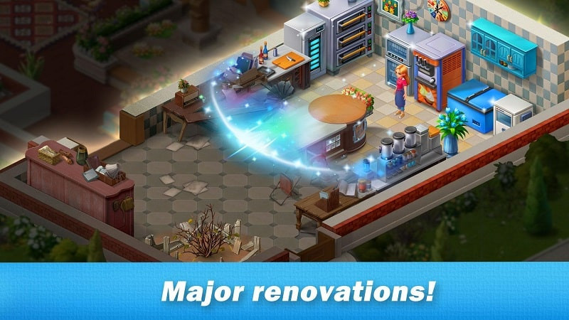 Match items to create special effects in Restaurant Renovation MOD