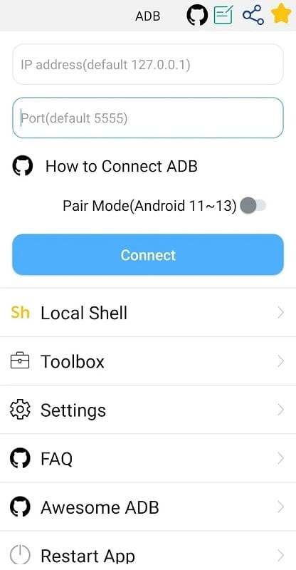 Giao diện ADB Shell MOD